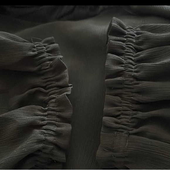 J Crew Black Dress Poly Sheer Lined Layered Cinch Waist Long Sleeved. VGUC Large - Picture 12 of 12